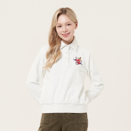 女款 低調奢緹花長袖上衣 POLO衫 CB24W1W14005