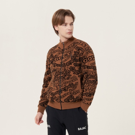 男款 滿版緹花防風長袖針織外套 CB24W1M55001