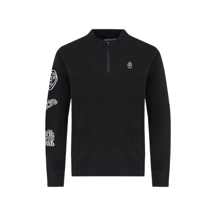 男款 半高領拉鍊羊毛長袖針織衫 CB24W1M54005