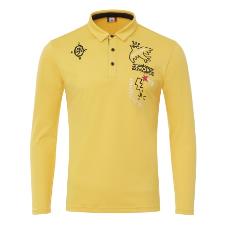 男款 手繪感刺繡印花長袖上衣 POLO衫 CB24A4M14010