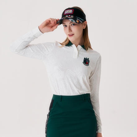 女款 撞色針織領長袖上衣 POLO衫 CB25A1W14001