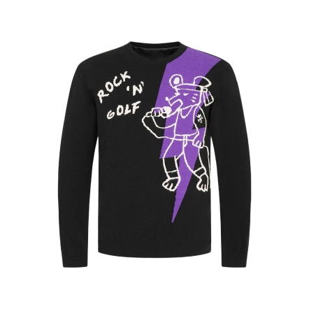 男款 搖滾圓領防風長袖針織衫 CB24W1M54003