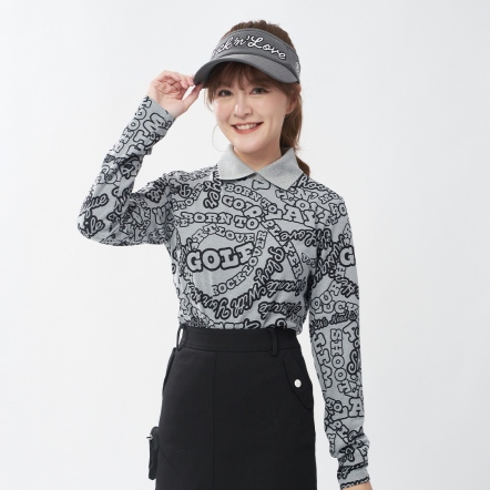 女款 個性滿版磨毛長袖上衣 POLO衫 CB24W1W14002