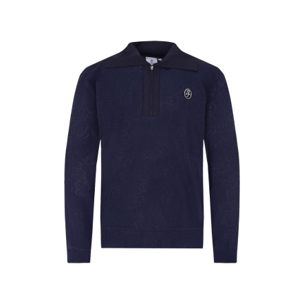 男款 低調奢緹花大翻領長袖上衣 POLO衫 CB24W1M14005