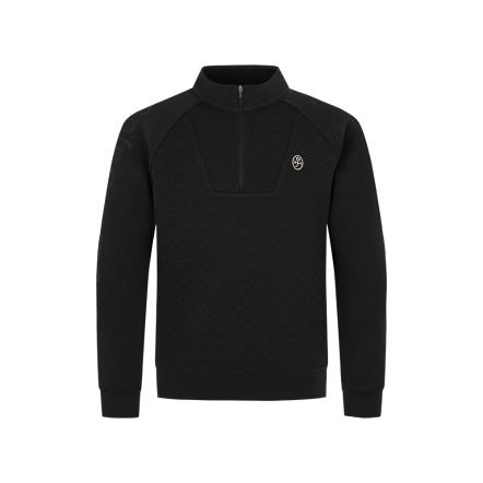 男款 小高領菱紋壓線拼接長袖上衣 POLO衫 CB24W1M14006