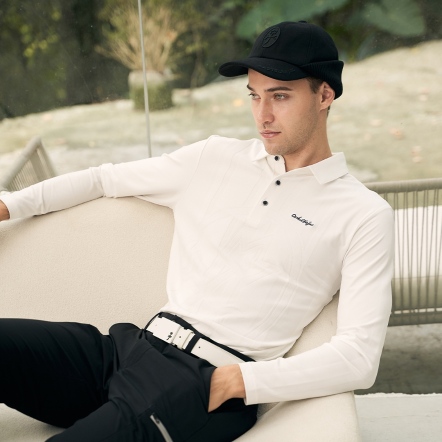 男款 經典LOGO緹花長袖上衣 POLO衫 CB24A4M14001