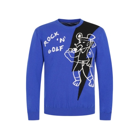 男款 搖滾圓領防風長袖針織衫 CB24W1M54003