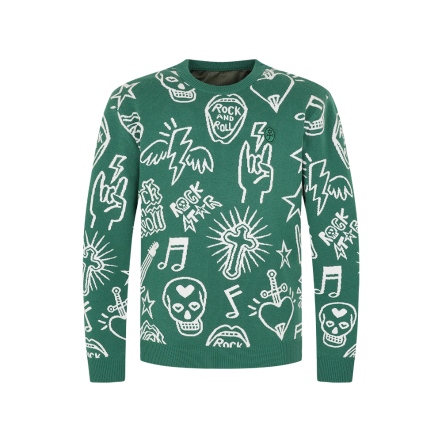 男款 搖滾緹花防風長袖針織衫 CB24W1M54004