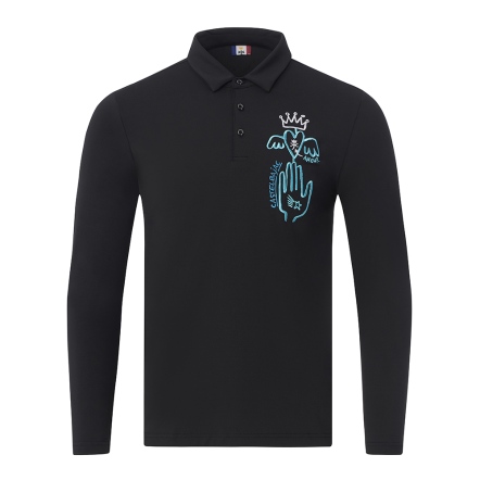 男款 手繪感刺繡印花長袖上衣 POLO衫 CB24A4M14016