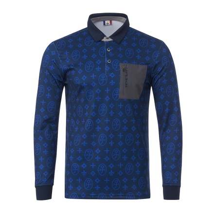 男款 貴族風格滿版印花長袖上衣 POLO衫 CB24A4M14008