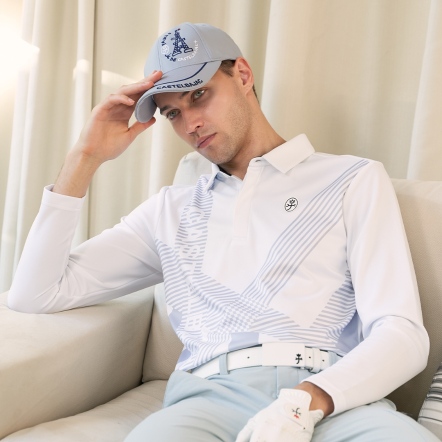 男款 氣質條紋暗門襟長袖上衣 POLO衫 CB24A4M14013