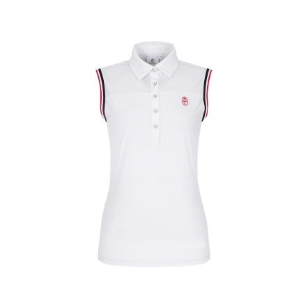 女款 涼感異素材拼接無袖上衣 POLO衫 CB25M1W10002