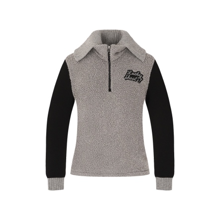 女款 絨毛拼接針織翻領長袖上衣 CB24W1W14004