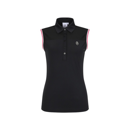 女款 涼感異素材拼接無袖上衣 POLO衫 CB25M1W10002